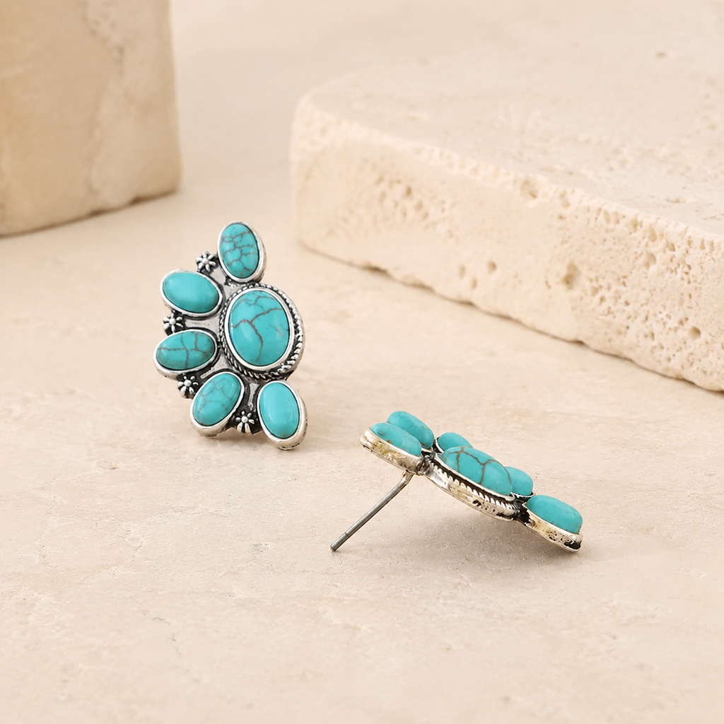 Antique Half Flower Stud Earrings