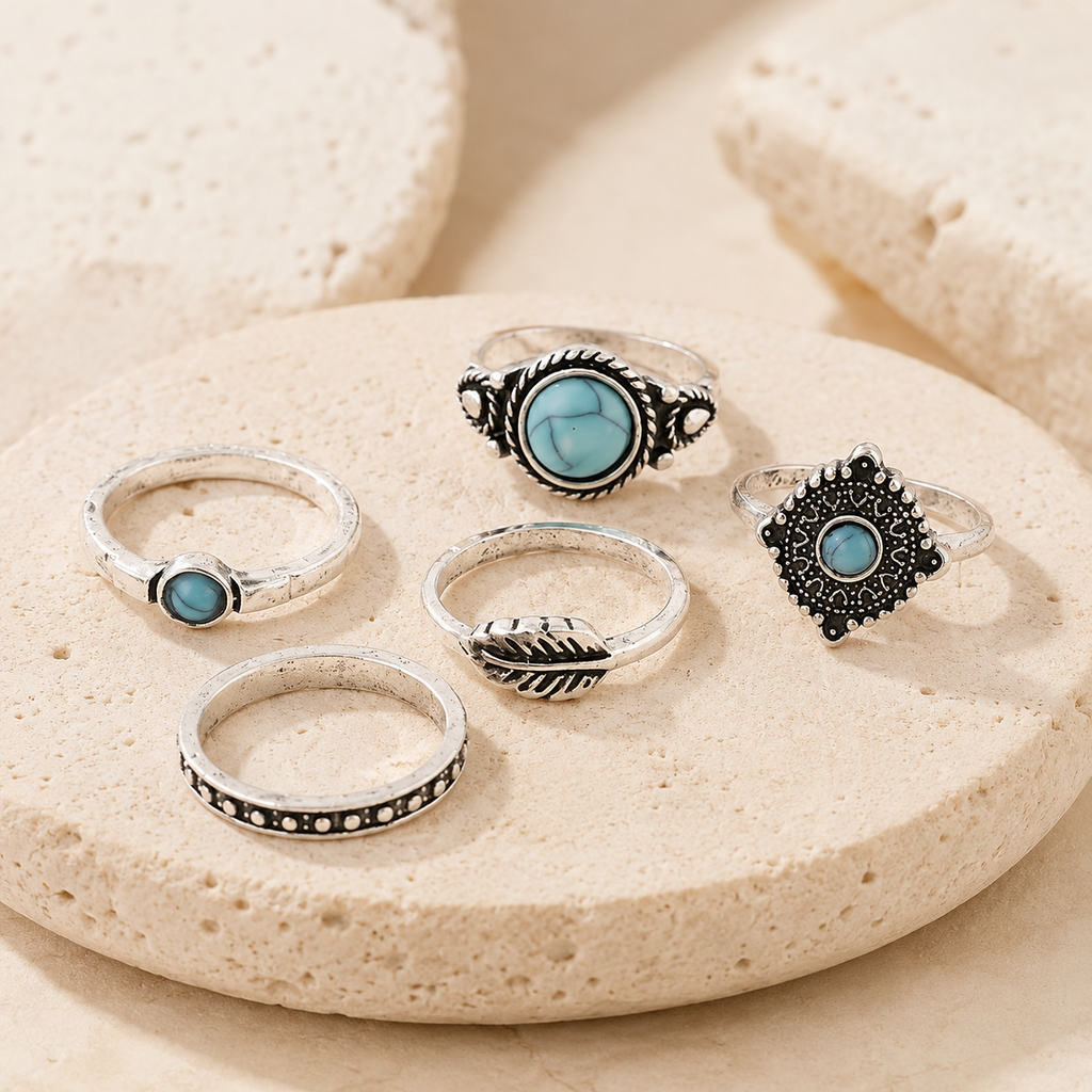 Antique Stone Rings Set