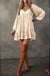 Apricot Tiered Ruffled Puff Sleeve Loose Fit Mini Dress - LECCE
