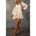 Apricot Tiered Ruffled Puff Sleeve Loose Fit Mini Dress - LECCE