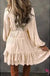 Apricot Tiered Ruffled Puff Sleeve Loose Fit Mini Dress - LECCE