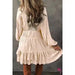 Apricot Tiered Ruffled Puff Sleeve Loose Fit Mini Dress - LECCE