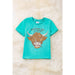 Aqua Highland Cow Printed Boys Tee - shirt - LECCE