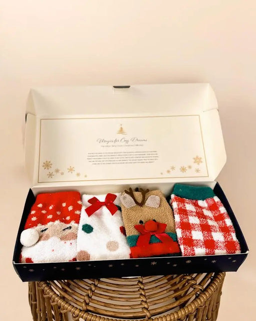 Assorted Fuzzy Christmas Socks - 4 pack - LECCE