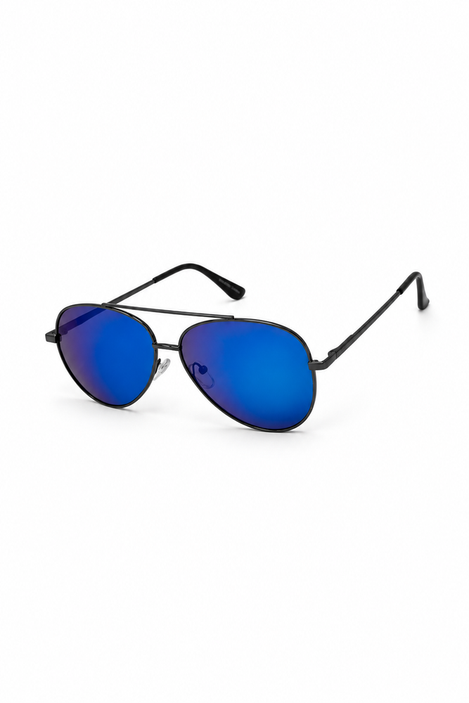 Aviator Flat Lens Sunglasses - Blue on white background