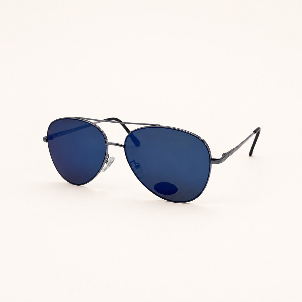 Aviator Flat Lens Sunglasses - Blue Silver