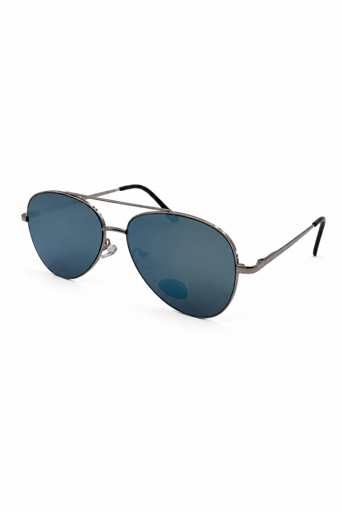 Aviator Flat Lens Sunglasses - Green Yellow Gold on white background