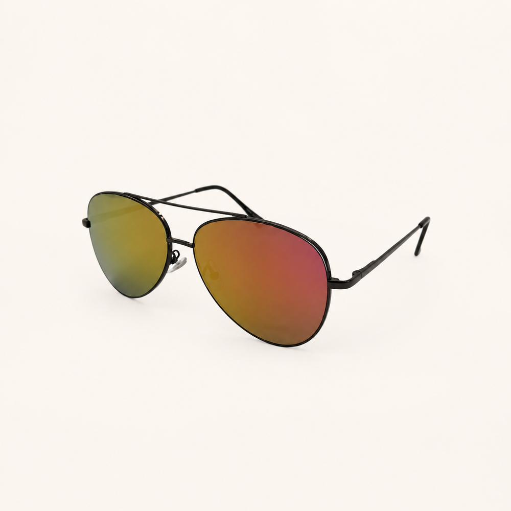 Aviator Flat Lens Sunglasses - Orange Pink Black