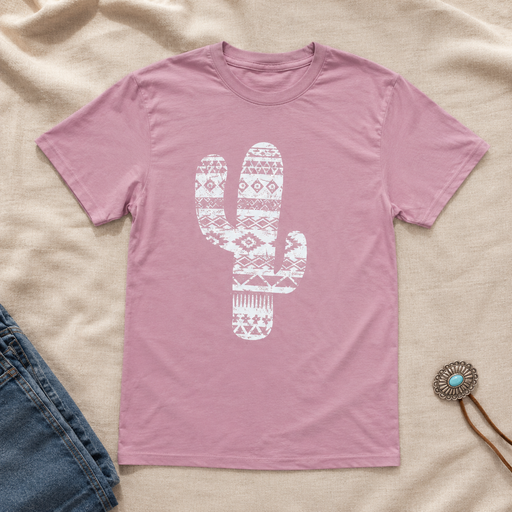 Aztec Cactus T-shirt flat lay