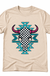 Aztec Checkered Skull Graphic Tee enlarged on white background