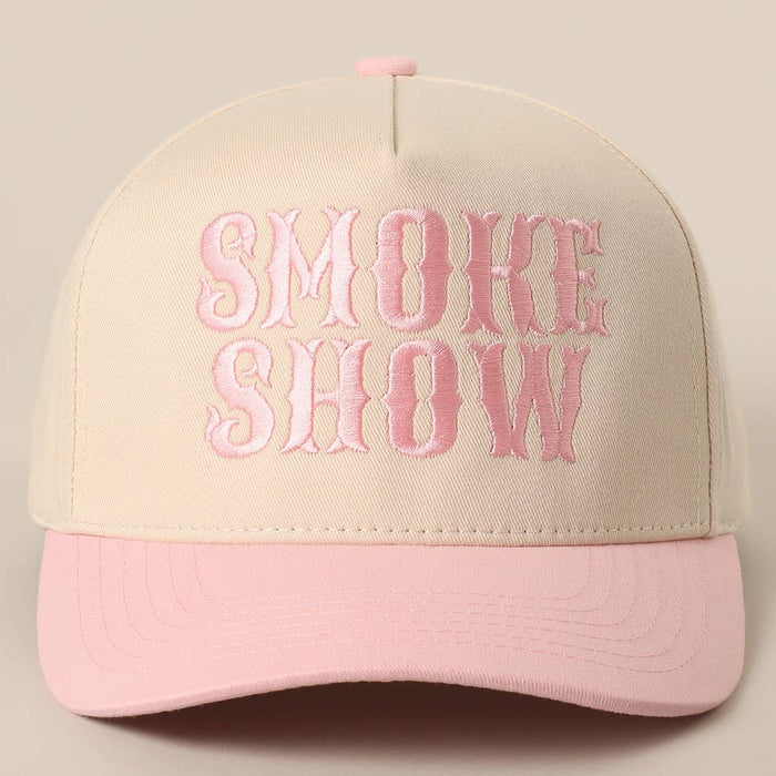 SMOKE SHOW Typographic Embroidery Baseball Cap Fashion City