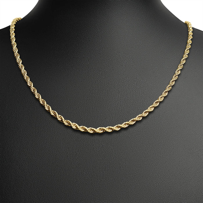 Gold Rope Chain Necklace Stainless Steel