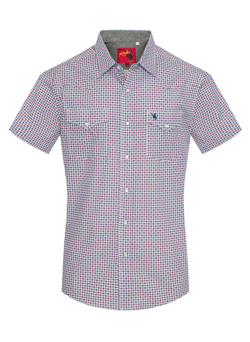 Men's Short Sleeve Pearl Snap Print Shirt-PS100S-1102 Rodeo Clothing