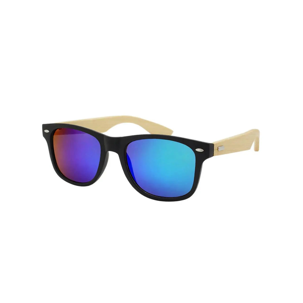 Classic Frame Bamboo Mirror Lens Unisex Mens Womens Sunnies Shark Eyes, Inc