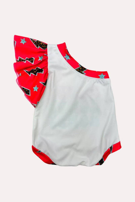 "HOWDY" one ruffle sleeve baby romper