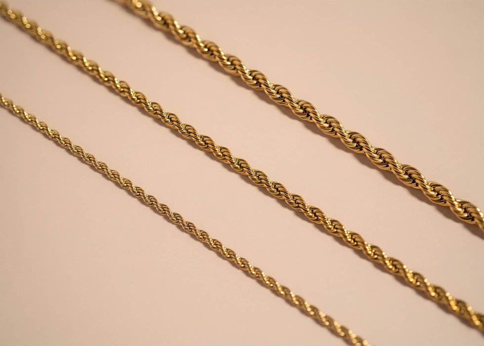 Gold Rope Chain Necklace Stainless Steel