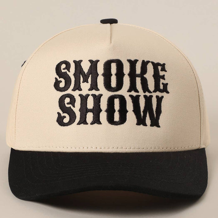 SMOKE SHOW Typographic Embroidery Baseball Cap Fashion City