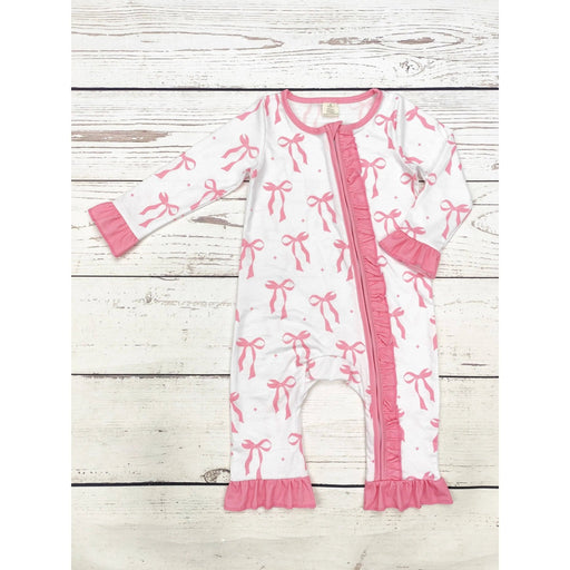 Baby Girl Bow Printed Zip Sleeper - LECCE
