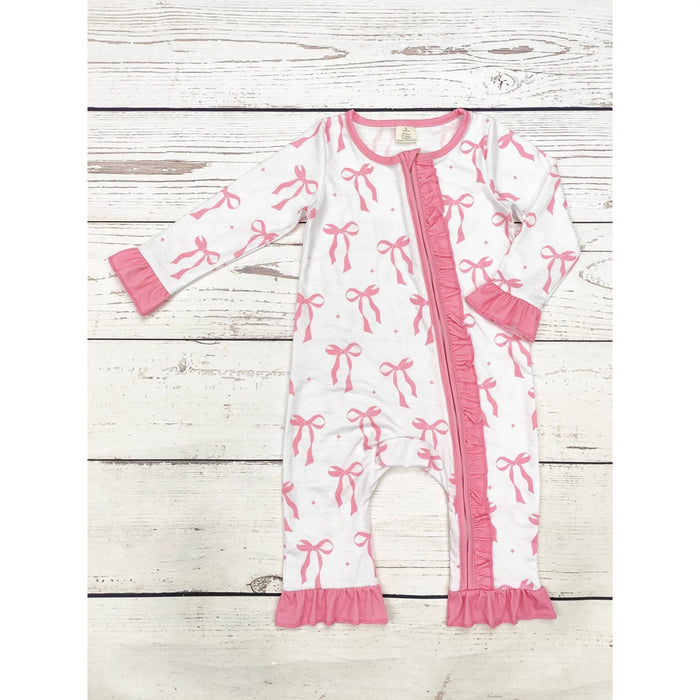 Baby Girl Bow Printed Zip Sleeper - LECCE