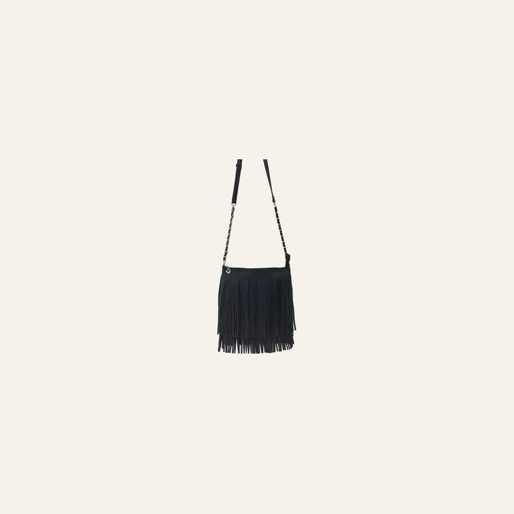 Fringe Messenger Bag on soft white background