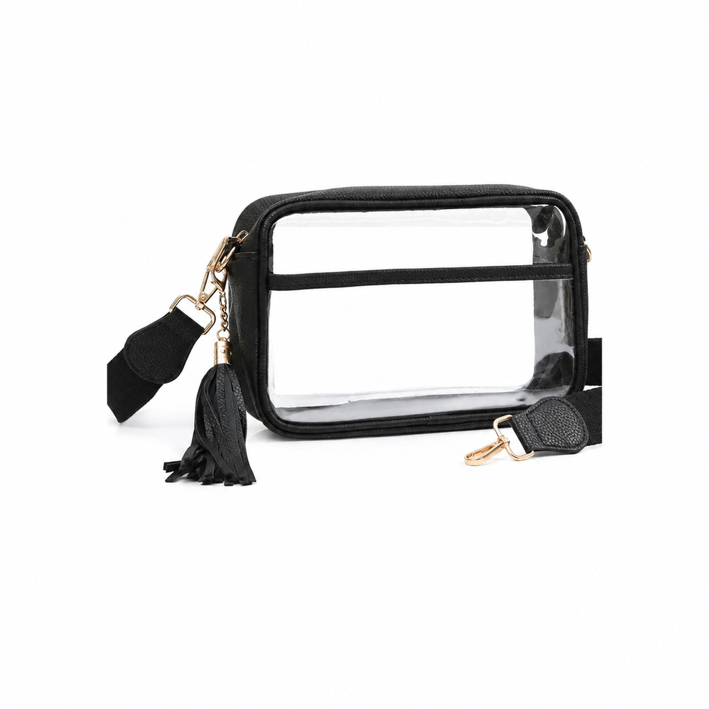 Bolso bandolera transparente contorneado de color liso
