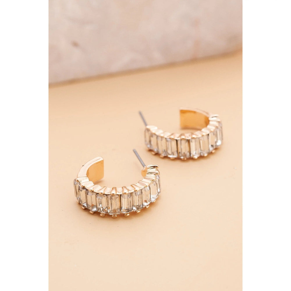 Baguette Stone Circle Hoop Earrings - LECCE