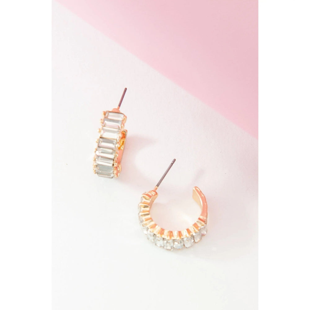 Baguette Stone Circle Hoop Earrings - LECCE