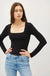 BASIC SQUARE NECK LONG SLEEVE TOP - LECCE