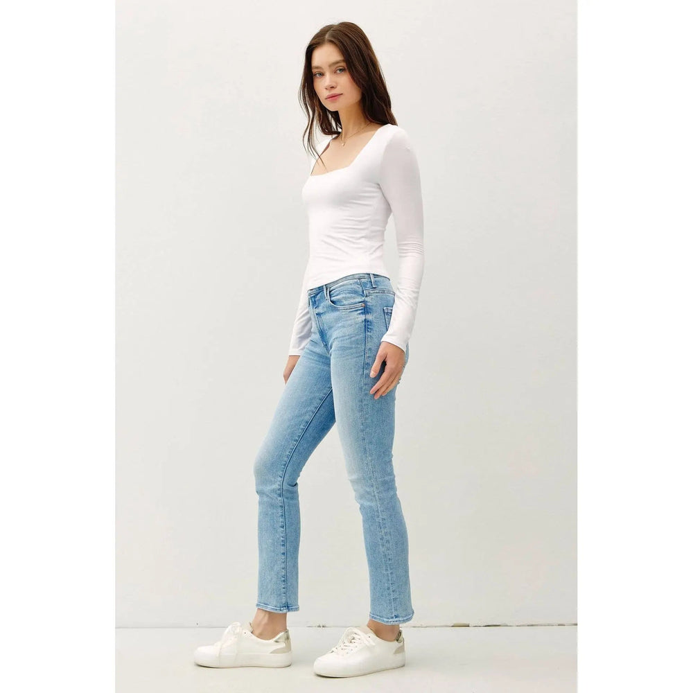 BASIC SQUARE NECK LONG SLEEVE TOP - LECCE
