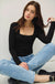 BASIC SQUARE NECK LONG SLEEVE TOP - LECCE