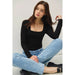 BASIC SQUARE NECK LONG SLEEVE TOP - LECCE