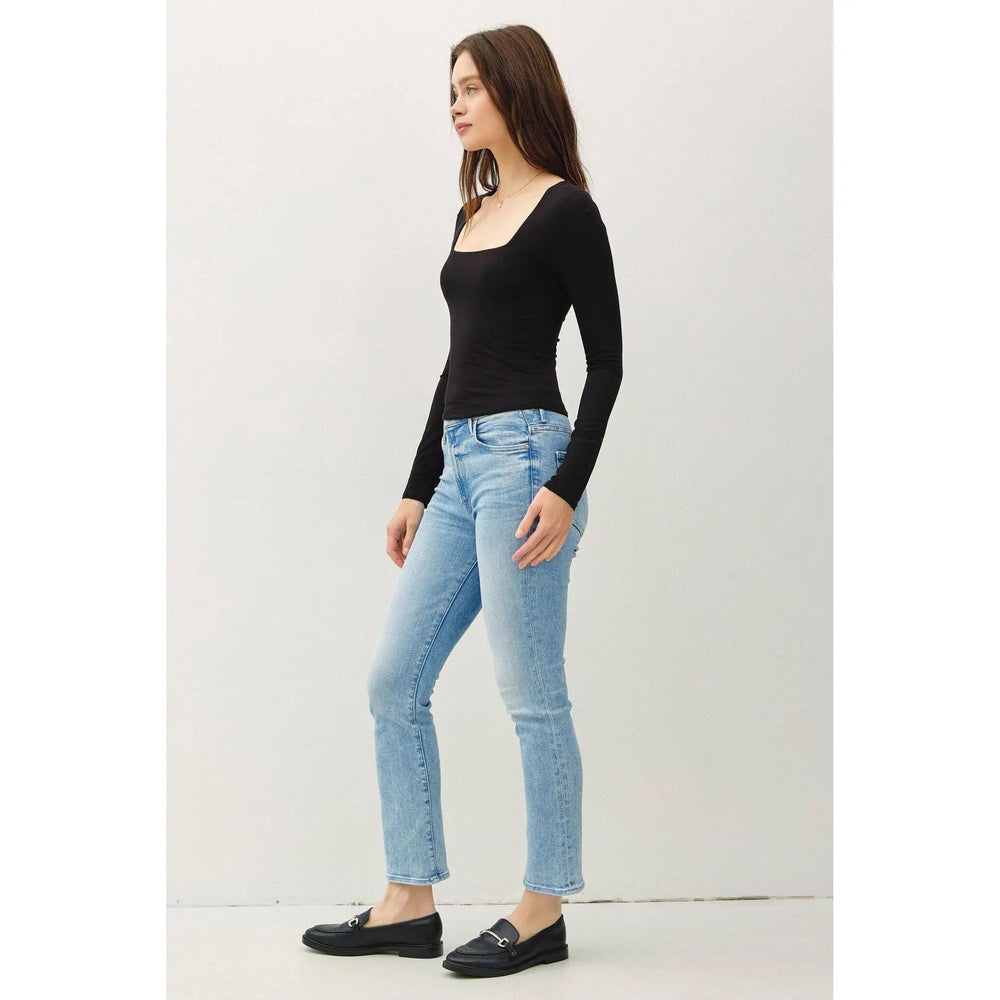 BASIC SQUARE NECK LONG SLEEVE TOP - LECCE