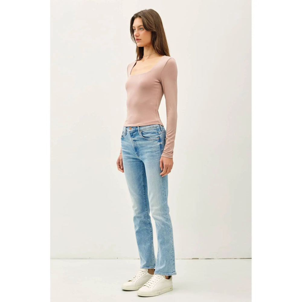 BASIC SQUARE NECK LONG SLEEVE TOP - LECCE