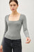 BASIC SQUARE NECK LONG SLEEVE TOP - LECCE