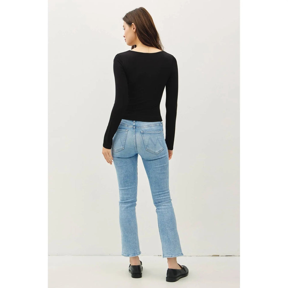 BASIC SQUARE NECK LONG SLEEVE TOP - LECCE