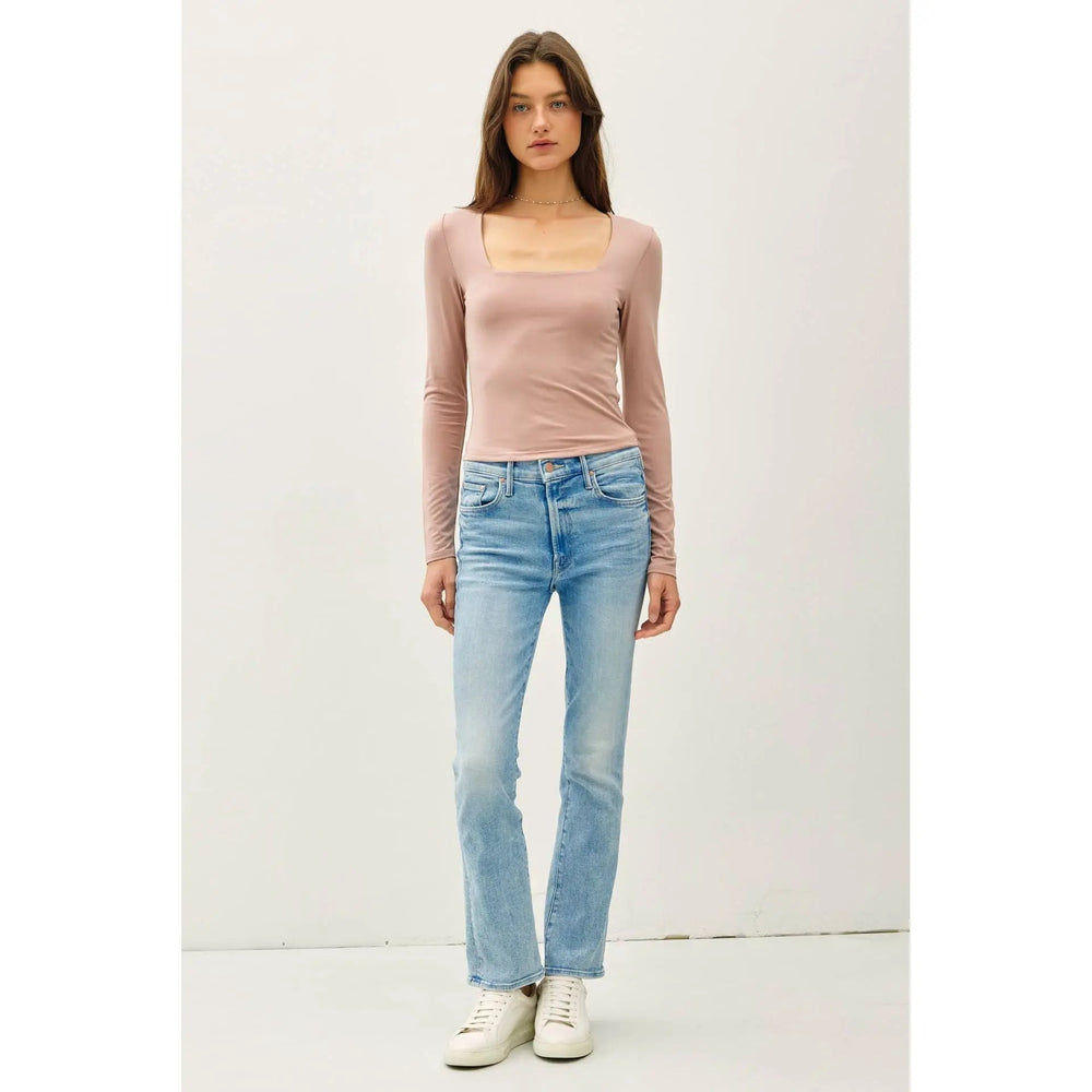 BASIC SQUARE NECK LONG SLEEVE TOP - LECCE