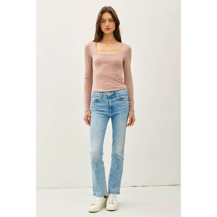 BASIC SQUARE NECK LONG SLEEVE TOP - LECCE
