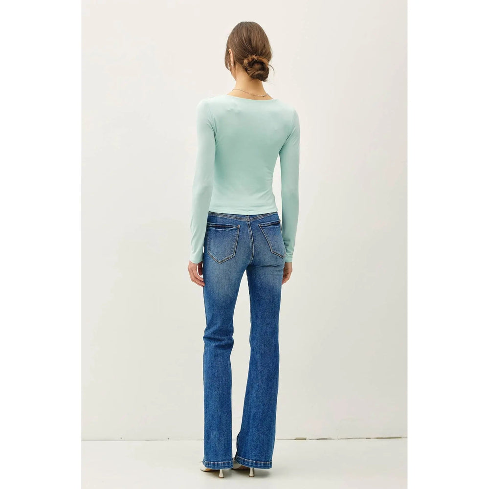 BASIC SQUARE NECK LONG SLEEVE TOP - LECCE