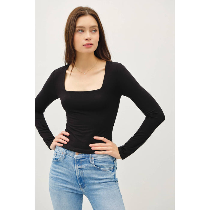 BASIC SQUARE NECK LONG SLEEVE TOP