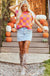 Strawberry Pink Colorblock Plaid Pattern Ribbed Trim Sweater Tank Top Dear lover