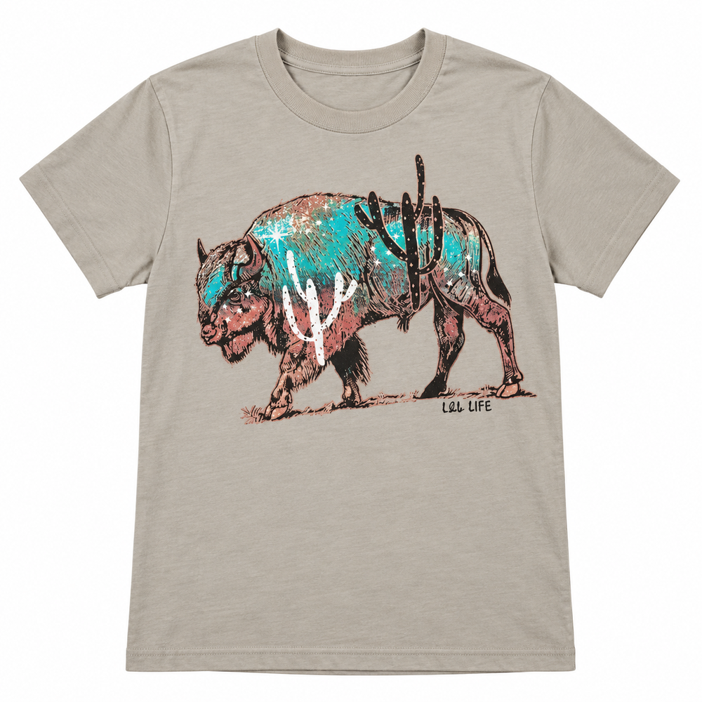 Cactus bison tee on white background