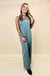 Beau Blue Light Wash Frayed Exposed Seam Wide Leg Denim Overall - LECCE
