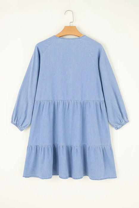 Beau Blue Puff Sleeve Mini Dress - LECCE