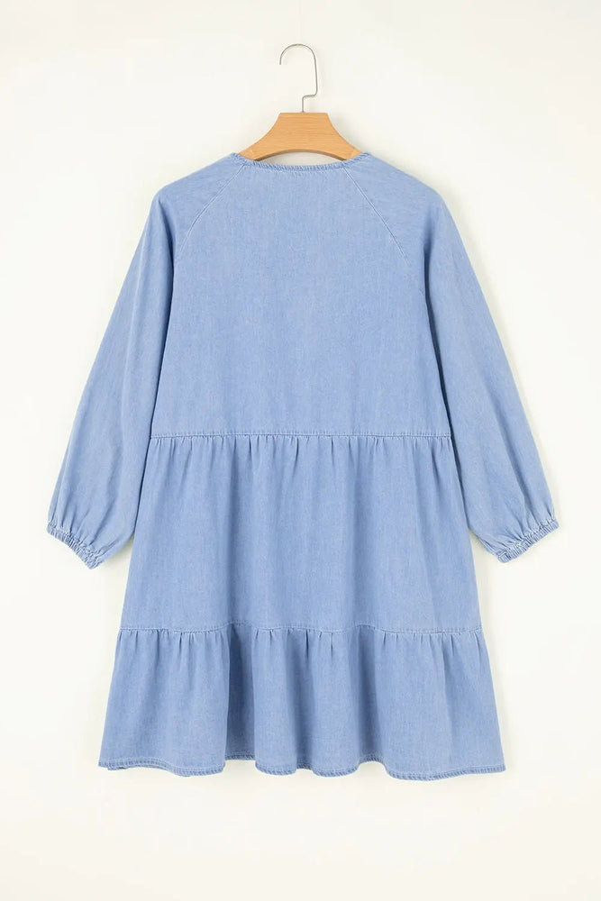 Beau Blue Puff Sleeve Mini Dress - LECCE