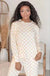 Beige Checkered Long Sleeve Top & Pants Lounge Set - LECCE