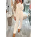 Beige Checkered Long Sleeve Top & Pants Lounge Set - LECCE