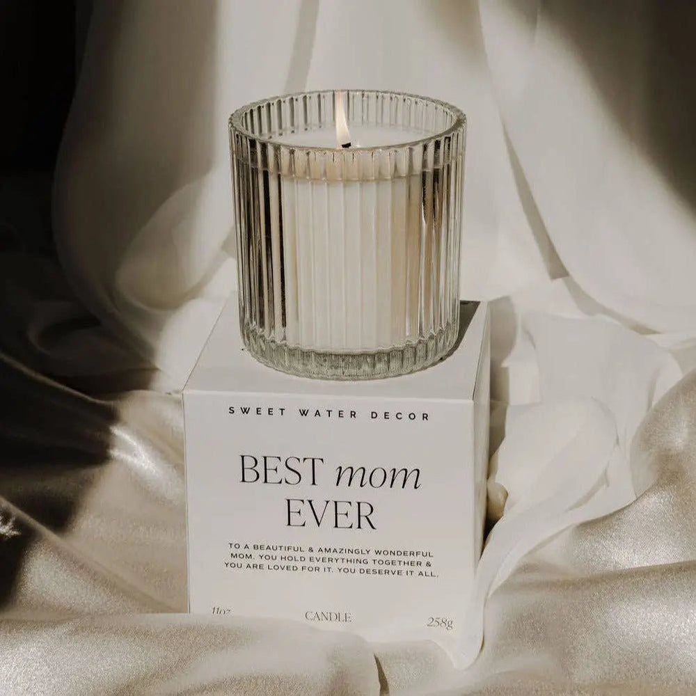 Best Mom Ever Soy Candle - Ribbed Glass Jar with Box - LECCE