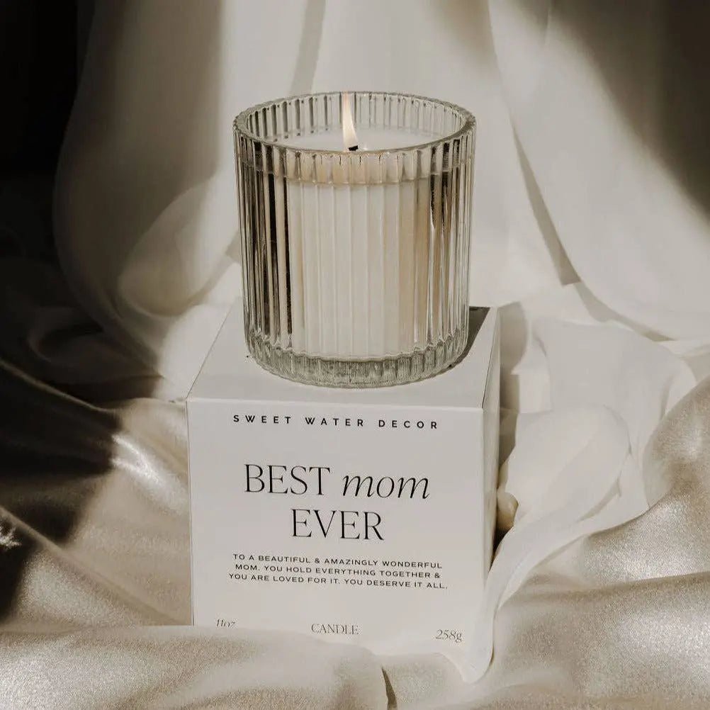 Best Mom Ever Soy Candle - Ribbed Glass Jar with Box