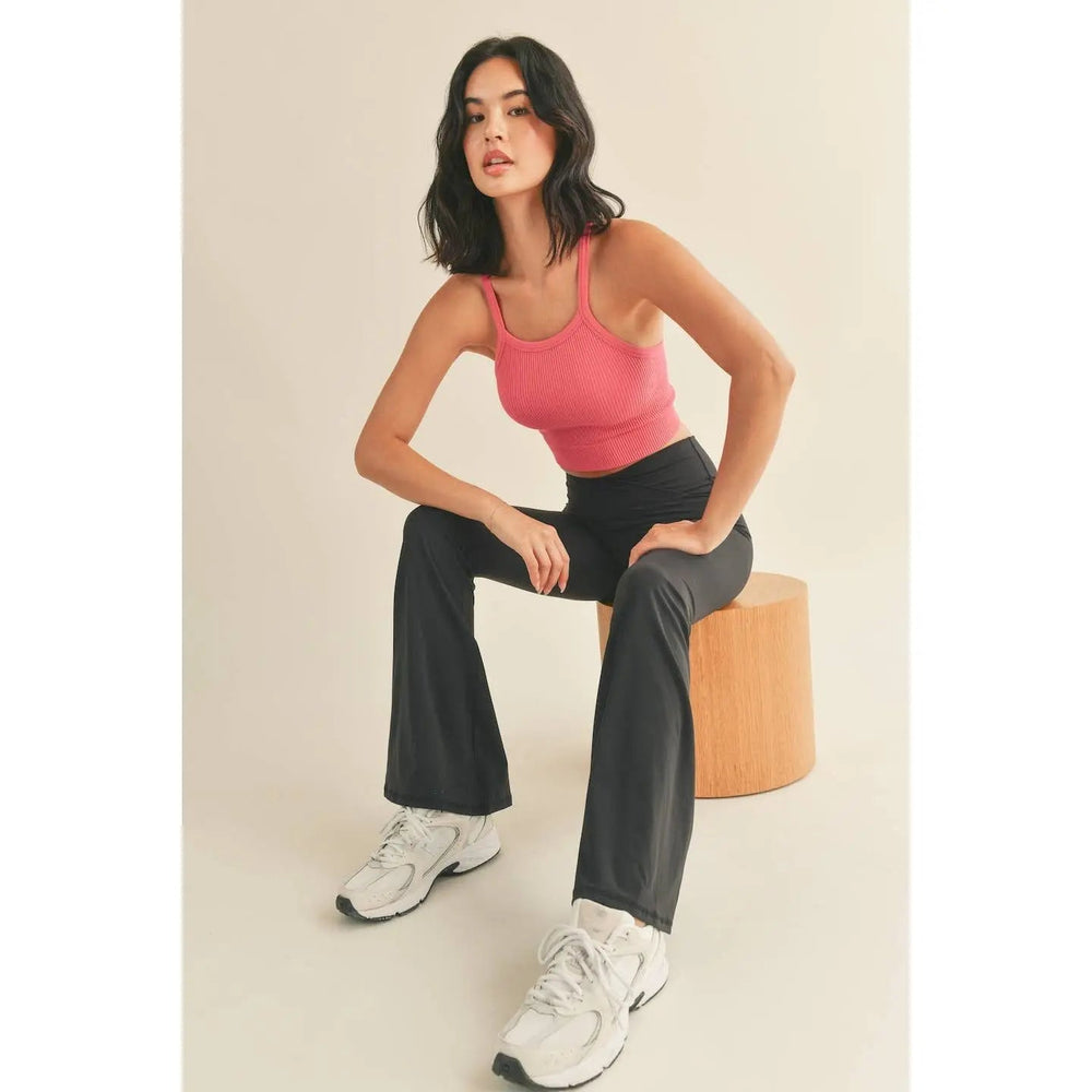 Black High Waist Crossover Flare Legging - LECCE