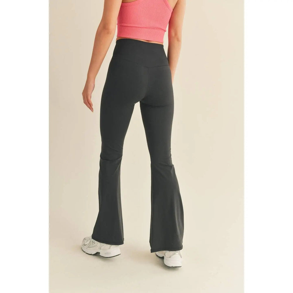 Black High Waist Crossover Flare Legging - LECCE